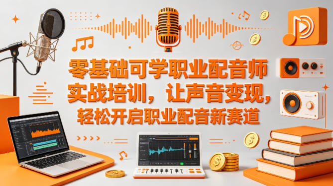 零基础可学职业配音师实战培训，让声音变现，轻松开启职业配音新赛道祝你网-副业赚钱-互联网创业-资源整合祝你网