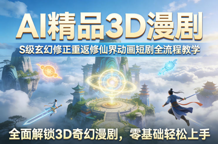 AI精品3D漫剧S级玄幻修正重返修仙界动画短剧全流程教学，全面解锁3D奇幻漫剧，零基础轻松上手祝你网-副业赚钱-互联网创业-资源整合祝你网