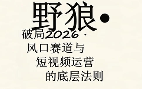 野狼团队·多平台实操运营课，覆盖AI口播、服装、好物、漫剪等热门玩法（更新4月）祝你网-副业赚钱-互联网创业-资源整合祝你网