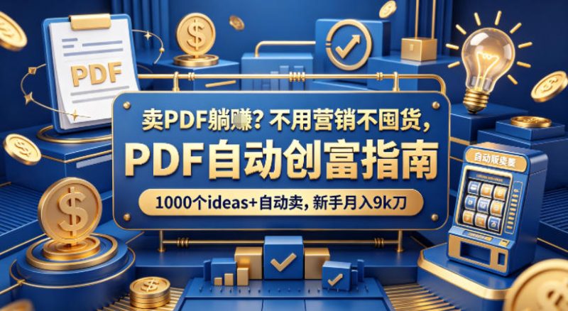 卖PDF躺賺？不用营销不囤货，PDF自动创富指南，1000个ideas+自动卖，新手月入9k刀【原创双语字幕】祝你网-副业赚钱-互联网创业-资源整合祝你网