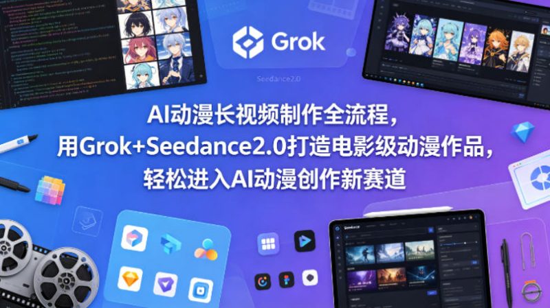 AI动漫长视频制作全流程，用Grok+Seedance2.0打造电影级动漫作品，轻松进入AI动漫创作新赛道祝你网-副业赚钱-互联网创业-资源整合祝你网