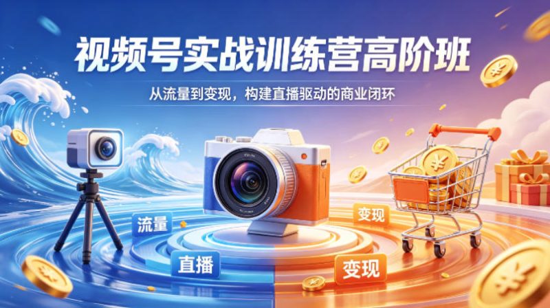 视频号实战训练营高阶班，从流量到变现，构建直播驱动的商业闭环（26年4月）祝你网--专注互联网创业.信息差副业研究拒绝割韭菜祝你网