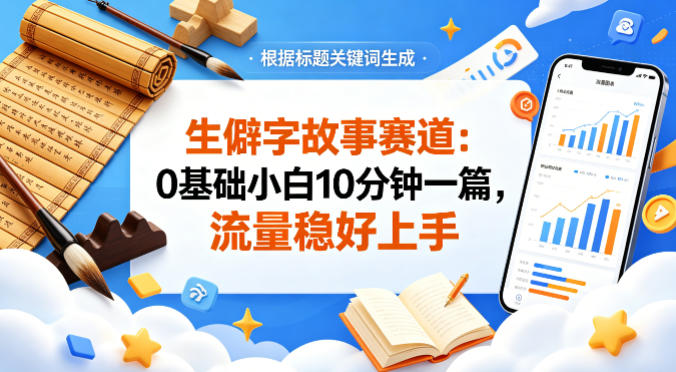 公众号流量主——生僻字故事赛道，流量稳，好上手，0基础小白也能10分钟一篇祝你网-副业赚钱-互联网创业-资源整合祝你网