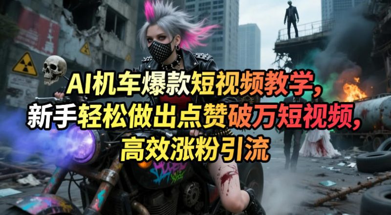 AI机车爆款短视频教学，新手轻松做出点赞破万短视频，高效涨粉引流祝你网-副业赚钱-互联网创业-资源整合祝你网