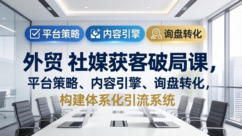 外贸 社媒获客破局课，平台策略、内容引擎、询盘转化，构建体系化引流系统(更新26年3月祝你网-副业赚钱-互联网创业-资源整合祝你网
