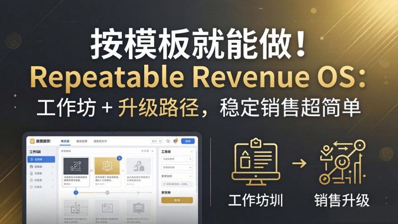 按模板就能做！Repeatable Revenue OS：工作坊 + 升级路径，稳定销售超简单祝你网-副业赚钱-互联网创业-资源整合祝你网
