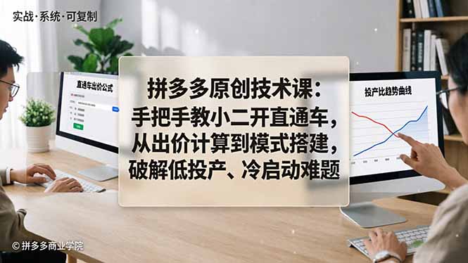 拼多多原创技术课：手把手教小二开直通车，从出价计算到模式搭建，破解低投产、冷启动难题祝你网-副业赚钱-互联网创业-资源整合祝你网