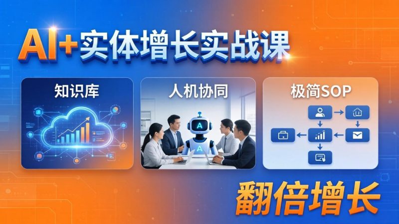 AI+实体增长实战课：知识库+人机协同+极简SOP，助力实体业务翻倍增长祝你网-副业赚钱-互联网创业-资源整合祝你网