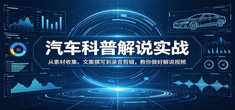汽车科普解说实战:从素材收集、文案撰写到录音剪辑,教你做好解说视频祝你网-副业赚钱-互联网创业-资源整合祝你网