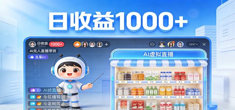 不用露脸不用说话，24小时自动卖货赚钱，全天自动直播，收益看得见祝你网-副业赚钱-互联网创业-资源整合祝你网