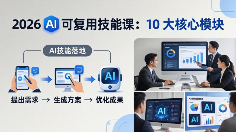 2026AI可复用技能-4月新课：10大核心模块，手把手教你把AI用进工作、产出成果祝你网-副业赚钱-互联网创业-资源整合祝你网