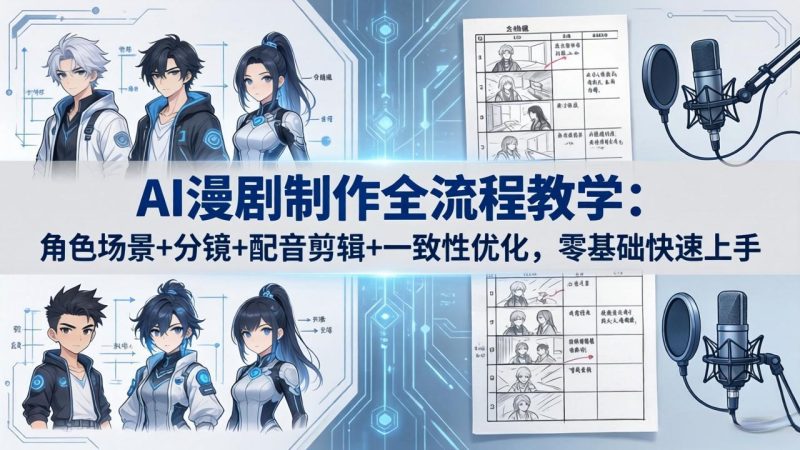 AI漫剧制作全流程教学：角色场景+分镜+配音剪辑+一致性优化，零基础快速上手祝你网-副业赚钱-互联网创业-资源整合祝你网