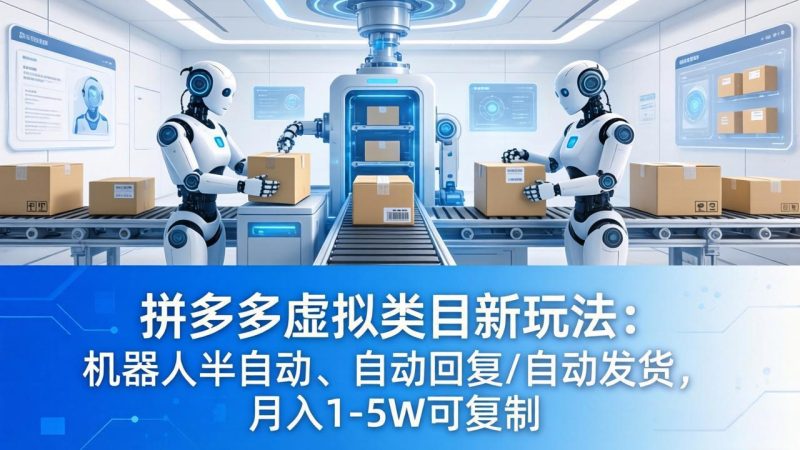 拼多多虚拟类目新玩法：机器人半自动、自动回复 /自动发货，月入 1-5W 可复制祝你网-副业赚钱-互联网创业-资源整合祝你网