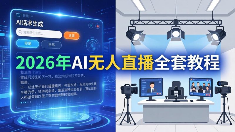 2026年AI无人直播全套教程：OBS安装+软件配置+直播间搭建+话术生成+一键开播实操祝你网-副业赚钱-互联网创业-资源整合祝你网