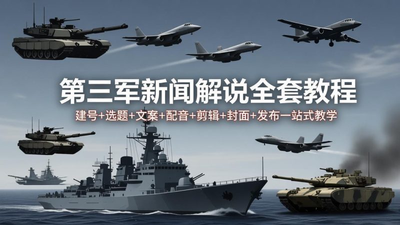 第三军迷新闻解说全套教程：建号+选题+文案+配音+剪辑+封面+发布一站式教学祝你网-副业赚钱-互联网创业-资源整合祝你网