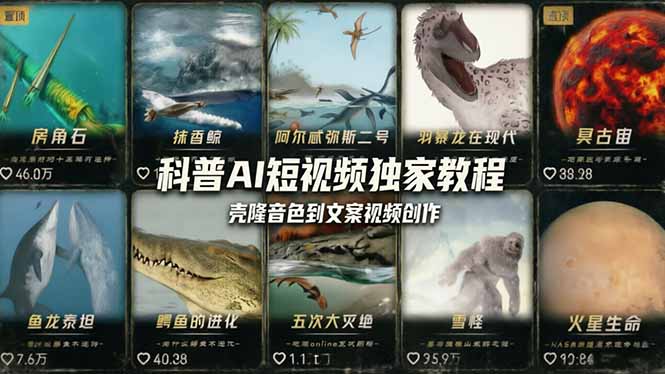 科普造物主AI短视频独家教程:从软件安装、壳隆音色到文案视频创作,零基础快速做爆款祝你网-副业赚钱-互联网创业-资源整合祝你网