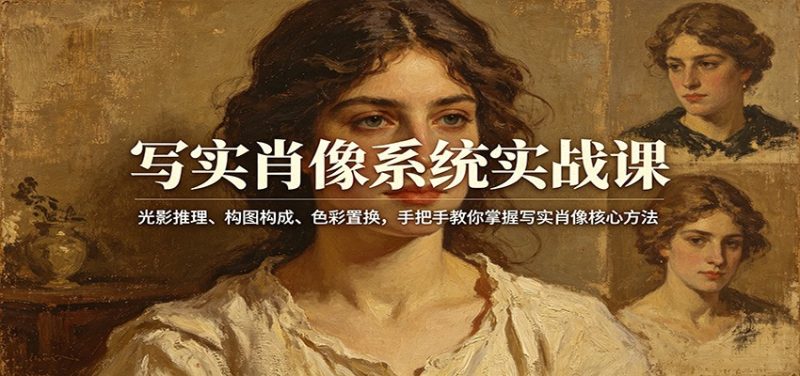 写实肖像系统实战课:光影推理、构图构成、色彩置换,手把手教你掌握写实肖像核心方法祝你网-副业赚钱-互联网创业-资源整合祝你网