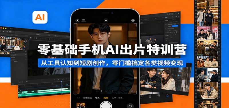 零基础手机AI出片特训营：从工具认知到短剧创作，零门槛搞定各类视频变现祝你网-副业赚钱-互联网创业-资源整合祝你网