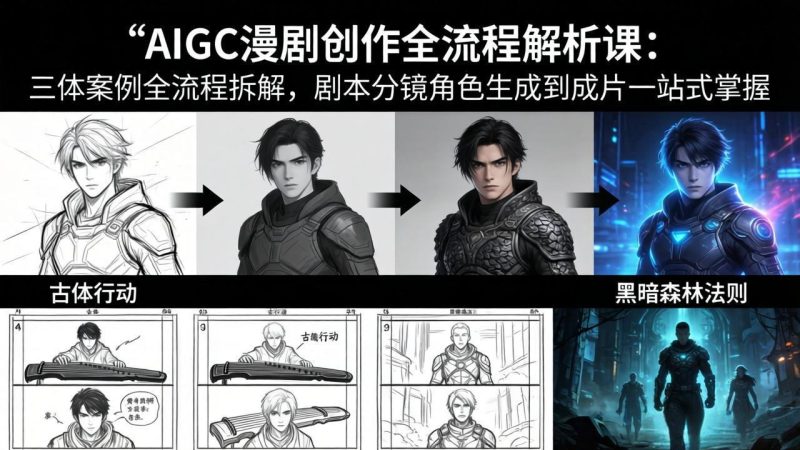 AIGC漫剧创作全流程解析课：三体案例全流程拆解，剧本分镜角色生成到成片一站式掌握祝你网-副业赚钱-互联网创业-资源整合祝你网