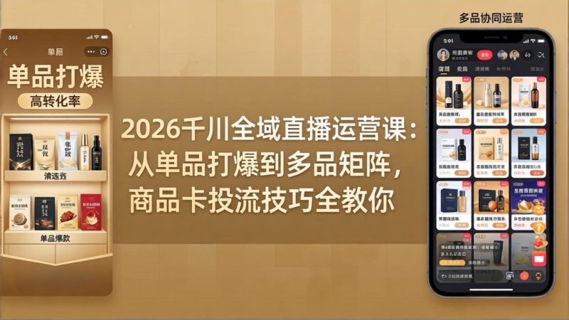 2026千川全域直播运营课：从单品打爆到多品矩阵，商品卡投流技巧全教你祝你网-副业赚钱-互联网创业-资源整合祝你网