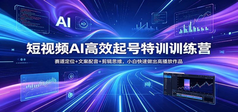 短视频AI高效起号特训训练营：赛道定位+文案配音+剪辑思维，小白快速做出高播放作品祝你网-副业赚钱-互联网创业-资源整合祝你网