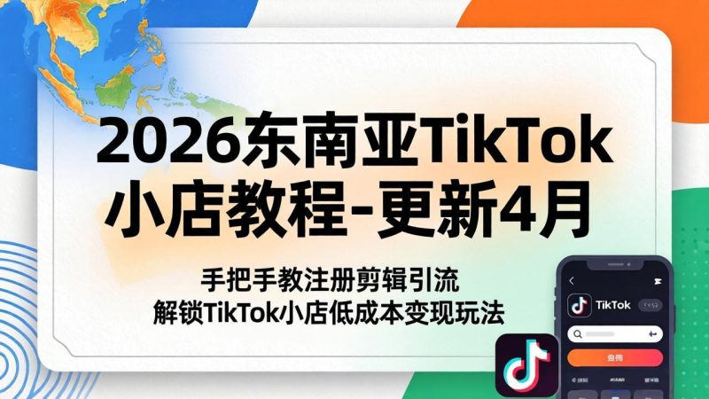 2026东南亚TikTok小店教程-更新4月，手把手教注册剪辑引流，解锁TikTok小店低成本变现玩法祝你网-副业赚钱-互联网创业-资源整合祝你网