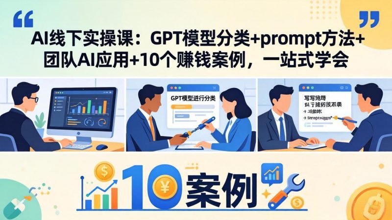 AI线下实操课:GPT模型分类+prompt方法+团队AI应用+10个赚钱案例,一站式学会祝你网-副业赚钱-互联网创业-资源整合祝你网