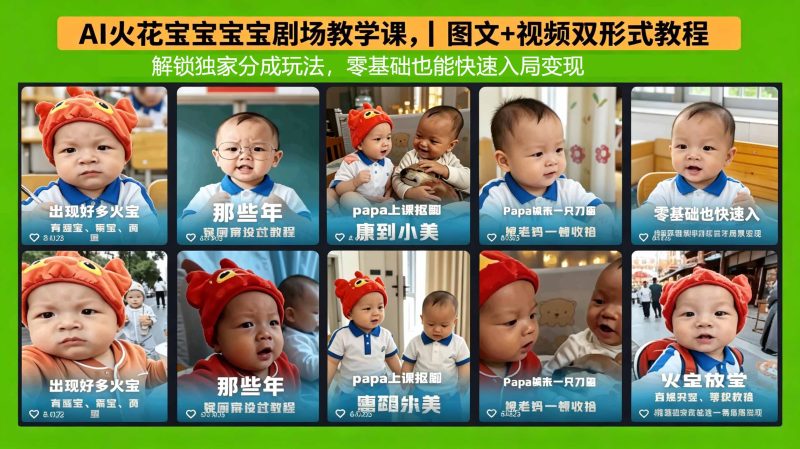 AI火花宝宝宝宝剧场教学课，图文+视频双形式教程，解锁独家分成玩法，零基础也能快速入局变现祝你网--专注互联网创业.信息差副业研究拒绝割韭菜祝你网