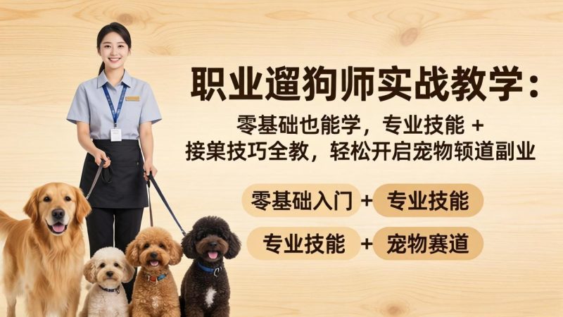 职业遛狗师实战教学：零基础也能学，专业技能 + 接单技巧全教，轻松开启宠物赛道副业祝你网-副业赚钱-互联网创业-资源整合祝你网