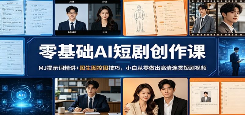 零基础AI短剧创作课：MJ提示词精讲+图生图控图技巧，小白从零做出高清连贯短剧视频祝你网-副业赚钱-互联网创业-资源整合祝你网