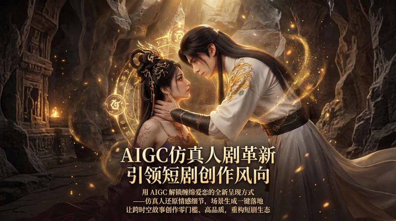 AIGC 仿真人短剧创作革新，解锁仙侠爱恋全新呈现，一键出高质场景，零门槛打造爆款剧集祝你网-副业赚钱-互联网创业-资源整合祝你网