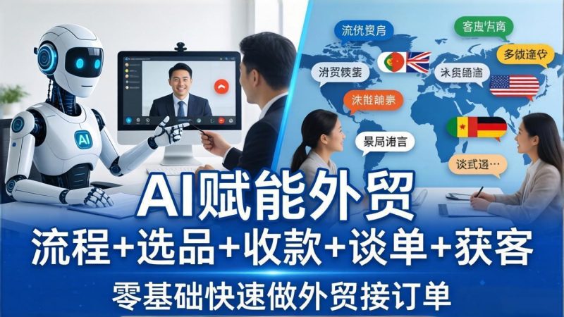 外贸+AI实战课:流程+选品+收款+谈单+获客,零基础快速做外贸接订单祝你网-副业赚钱-互联网创业-资源整合祝你网