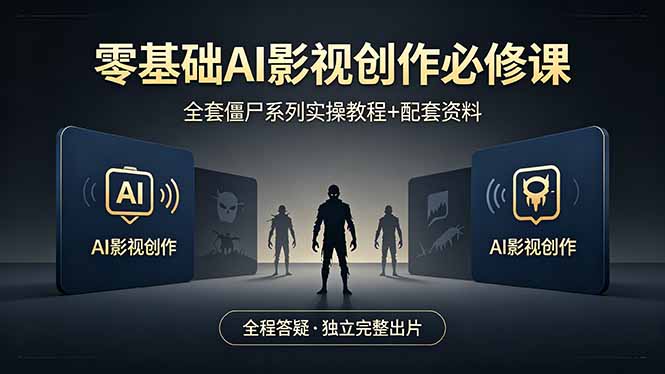 零基础AI影视创作必修课，全套僵尸系列实操教程加配套资料，全程答疑带你独立完整出片祝你网-副业赚钱-互联网创业-资源整合祝你网