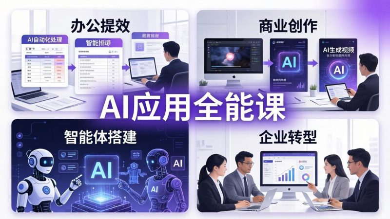AIGC 应用师全能课-更新：办公提效、商业创作、智能体搭建、企业转型，一站式学会AI应用祝你网-副业赚钱-互联网创业-资源整合祝你网
