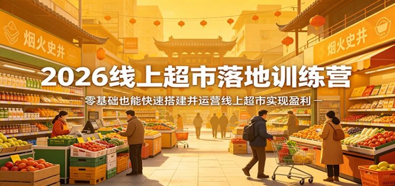 2026线上超市落地训练营,零基础也能快速搭建并运营线上超市实现盈利祝你网-副业赚钱-互联网创业-资源整合祝你网