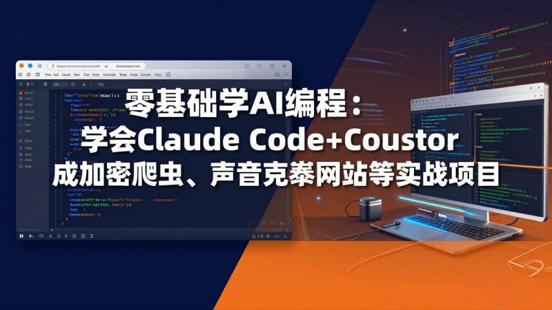 零基础学AI编程:学会Claude Code+Cursor完成加密爬虫、声音克隆网站等实战项目祝你网-副业赚钱-互联网创业-资源整合祝你网
