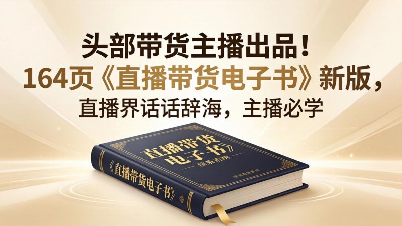 头部带货主播出品！164页《直播带货电子书》新版，直播界话术辞海，主播必学祝你网-副业赚钱-互联网创业-资源整合祝你网
