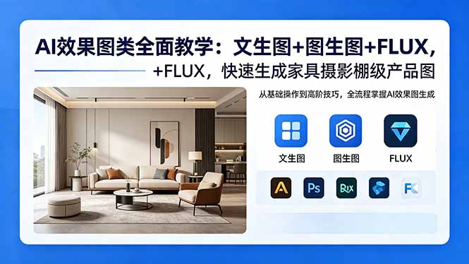 AI效果图类全面教学：文生图+图生图+FLUX，快速生成家具摄影棚级产品图祝你网--专注互联网创业.信息差副业研究拒绝割韭菜祝你网