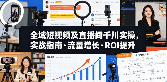 全域短视频及直播间千川实操，实战指南·流量增长·ROI提升祝你网--专注互联网创业.信息差副业研究拒绝割韭菜祝你网