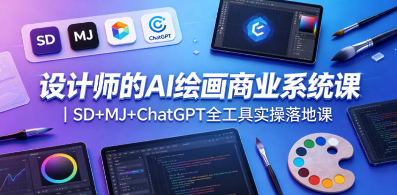 设计师的AI绘画商业系统课｜SD+MJ+ChatGPT全工具实操落地课祝你网--专注互联网创业.信息差副业研究拒绝割韭菜祝你网