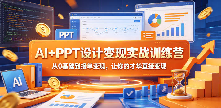 AI+PPT设计变现实战训练营，从0基础到接单变现，让你的才华直接变现祝你网--专注互联网创业.信息差副业研究拒绝割韭菜祝你网