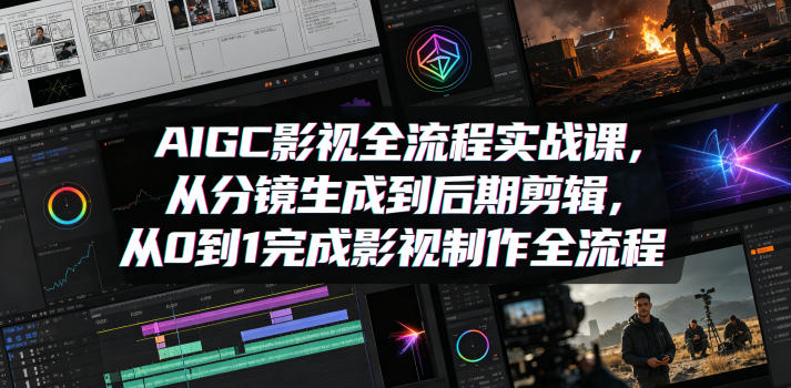 AIGC影视全流程实战课，从分镜生成到后期剪辑，从0到1完成影视制作全流程祝你网--专注互联网创业.信息差副业研究拒绝割韭菜祝你网