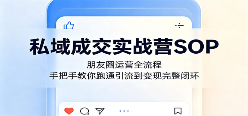 私域成交实战营SOP：朋友圈运营全流程，手把手教你跑通引流到变现完整闭环祝你网--专注互联网创业.信息差副业研究拒绝割韭菜祝你网