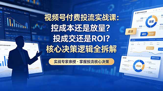视频号付费投流实战课-5月：控成本还是放量？投成交还是ROI？核心决策逻辑全拆解祝你网--专注互联网创业.信息差副业研究拒绝割韭菜祝你网