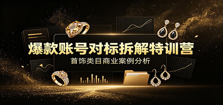 爆款账号对标拆解特训营:首饰类目商业案例分析,配套完整资料内容祝你网--专注互联网创业.信息差副业研究拒绝割韭菜祝你网
