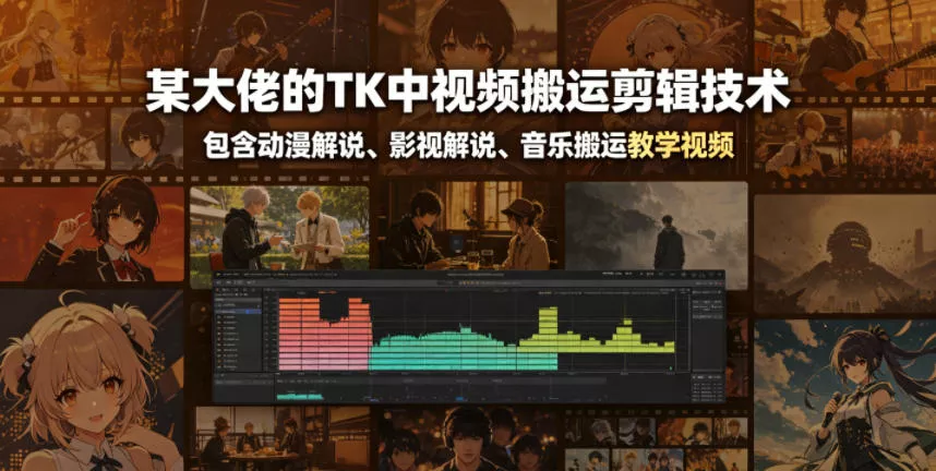 某大佬的TK中视频搬运剪辑技术,包含动漫解说、影视解说、音乐搬运教学视频祝你网--专注互联网创业.信息差副业研究拒绝割韭菜祝你网