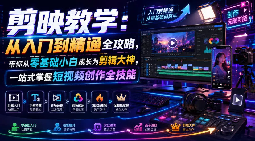 008c434fc986f77c1e3b23045db8d0cd.webp 剪映教学:从入门到精通全攻略,带你从零基础小白成长为剪辑大神,一站式掌握短视频创作全技能