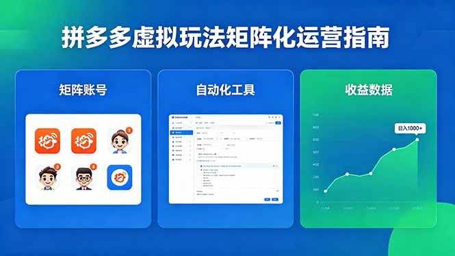 （18361期）闭眼可复制的拼多多虚拟玩法，矩阵化运营，长期稳定日入 1000+祝你网--专注互联网创业.信息差副业研究拒绝割韭菜祝你网