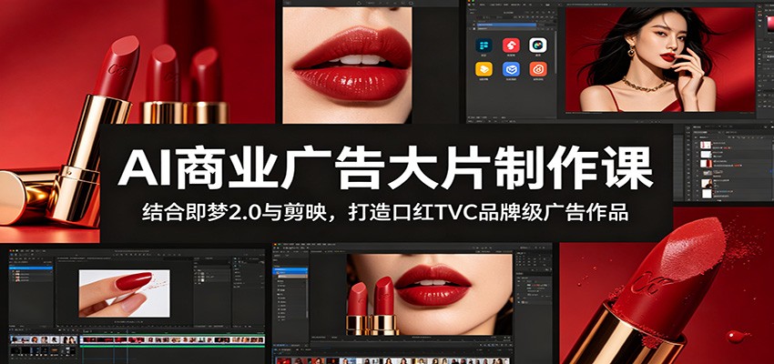 AI商业广告大片制作课:结合即梦2.0与剪映,打造口红TVC品牌级广告作品祝你网--专注互联网创业.信息差副业研究拒绝割韭菜祝你网