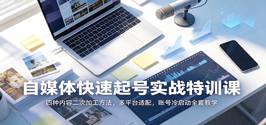 自媒体快速起号实战特训课：四种内容二次加工方法，多平台适配，账号冷启动全套教学祝你网--专注互联网创业.信息差副业研究拒绝割韭菜祝你网